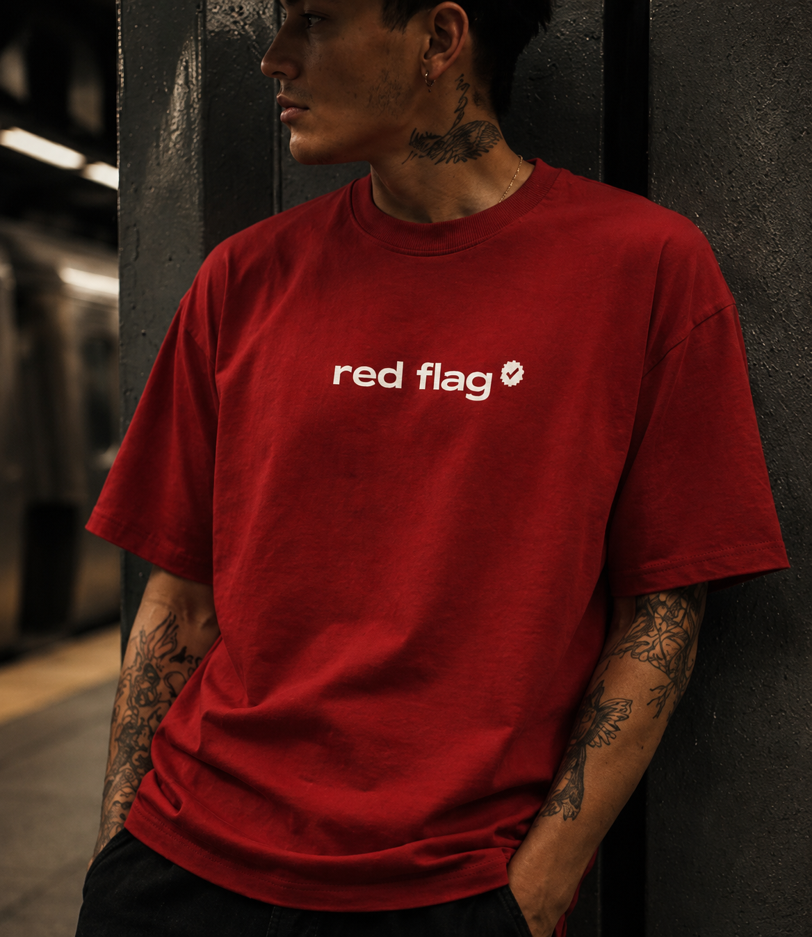 For the “Red Flag” Oversize tee.