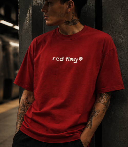 For the “Red Flag” Oversize tee.